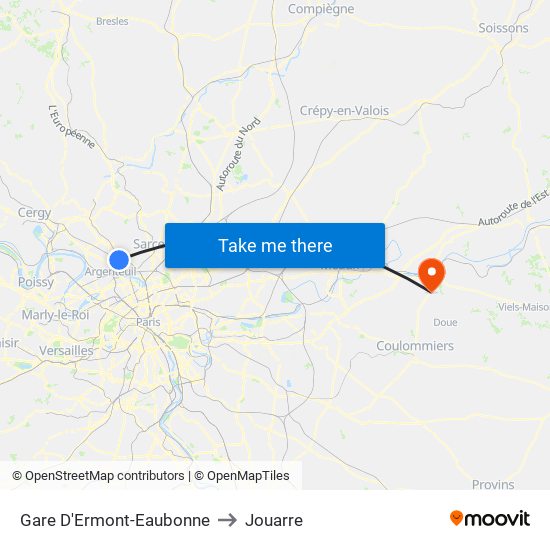 Gare D'Ermont-Eaubonne to Jouarre map