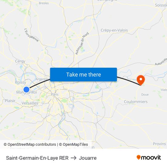 Saint-Germain-En-Laye RER to Jouarre map