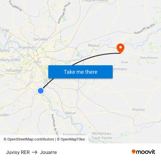 Juvisy RER to Jouarre map