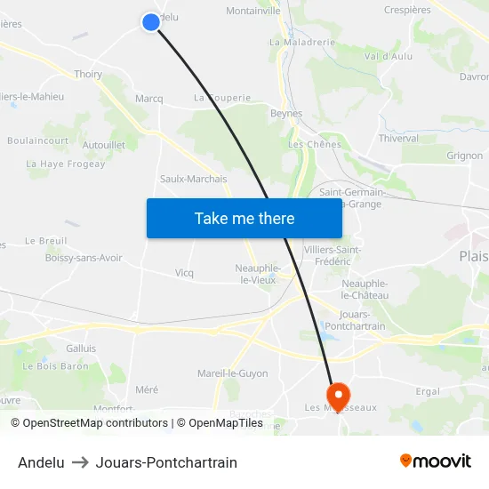 Andelu to Jouars-Pontchartrain map