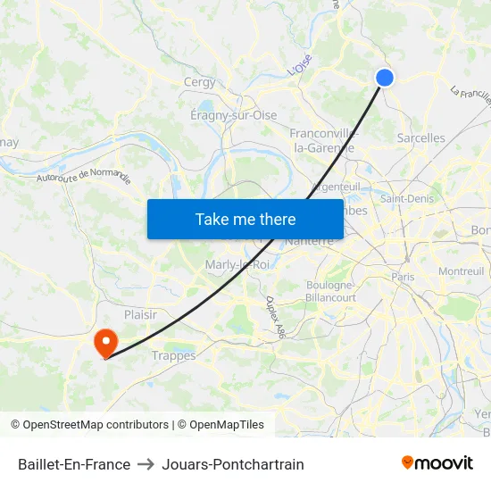 Baillet-En-France to Jouars-Pontchartrain map