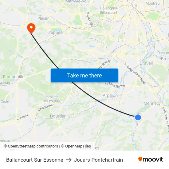Ballancourt-Sur-Essonne to Jouars-Pontchartrain map
