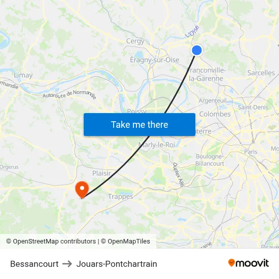 Bessancourt to Jouars-Pontchartrain map