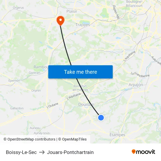 Boissy-Le-Sec to Jouars-Pontchartrain map