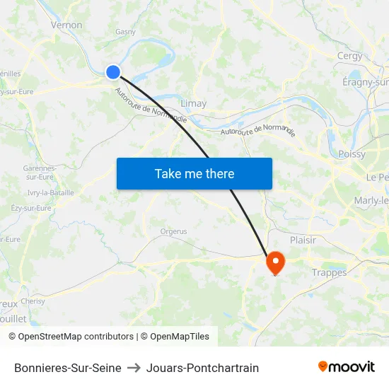 Bonnieres-Sur-Seine to Jouars-Pontchartrain map