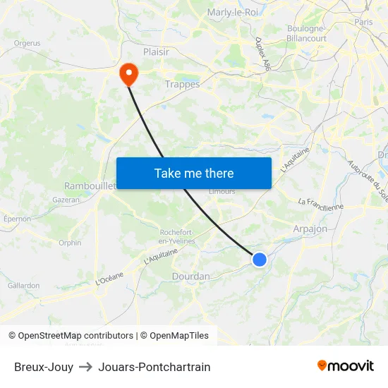Breux-Jouy to Jouars-Pontchartrain map