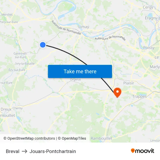 Breval to Jouars-Pontchartrain map