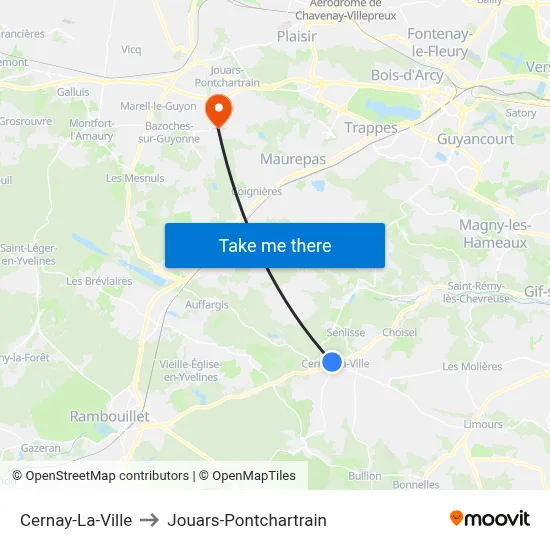 Cernay-La-Ville to Jouars-Pontchartrain map