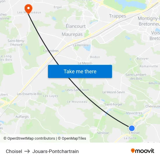 Choisel to Jouars-Pontchartrain map