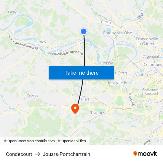 Condecourt to Jouars-Pontchartrain map