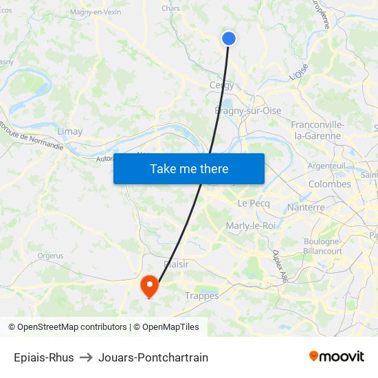 Epiais-Rhus to Jouars-Pontchartrain map