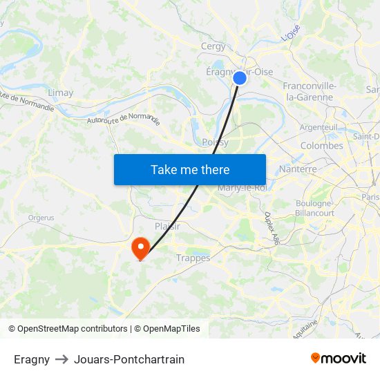 Eragny to Jouars-Pontchartrain map