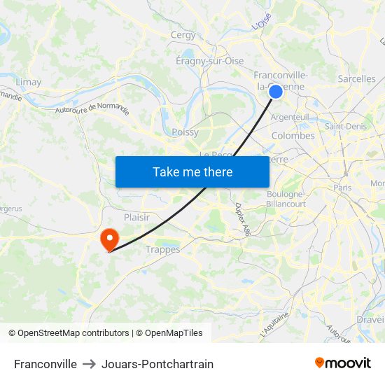 Franconville to Jouars-Pontchartrain map