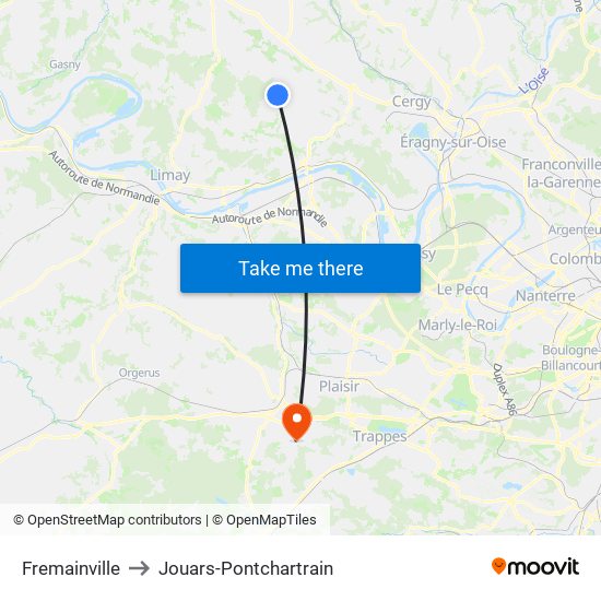 Fremainville to Jouars-Pontchartrain map