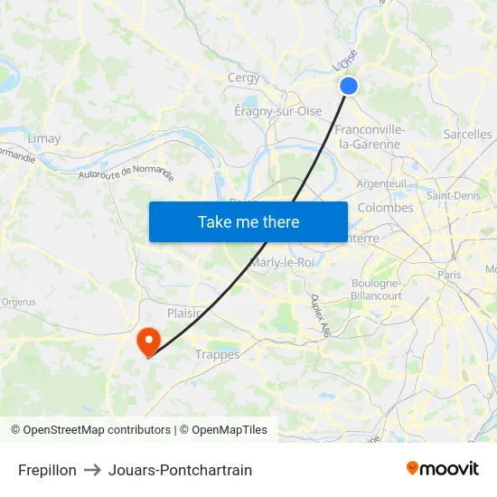Frepillon to Jouars-Pontchartrain map