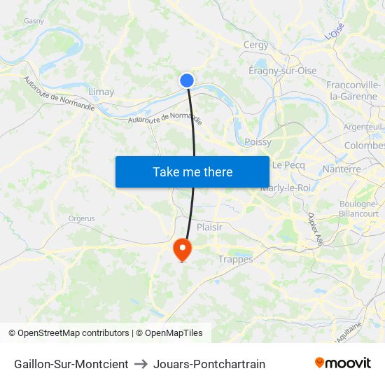 Gaillon-Sur-Montcient to Jouars-Pontchartrain map