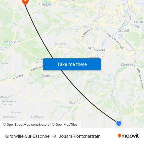 Gironville-Sur-Essonne to Jouars-Pontchartrain map