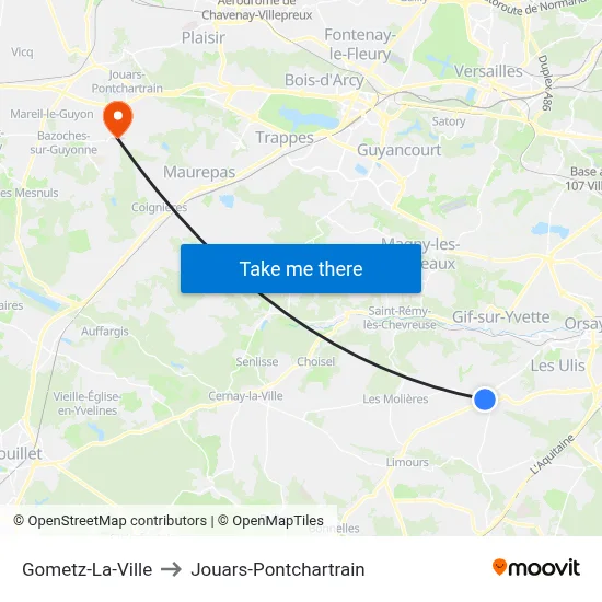 Gometz-La-Ville to Jouars-Pontchartrain map