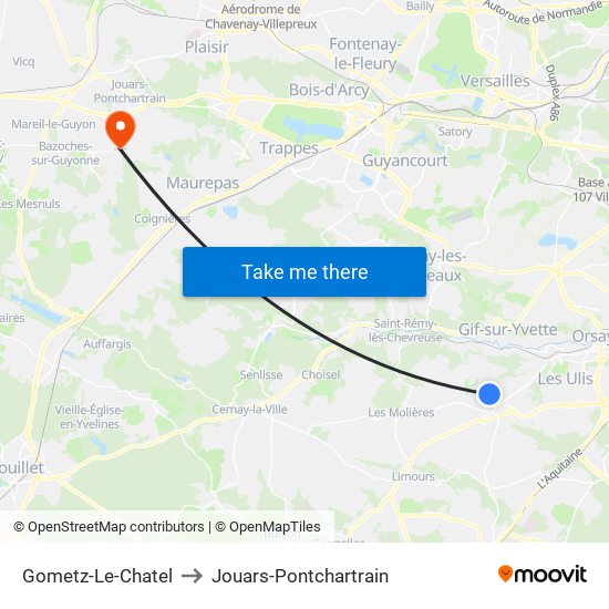 Gometz-Le-Chatel to Jouars-Pontchartrain map
