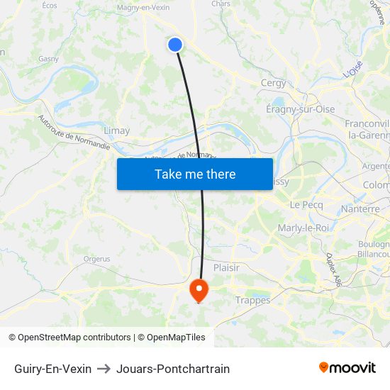 Guiry-En-Vexin to Jouars-Pontchartrain map