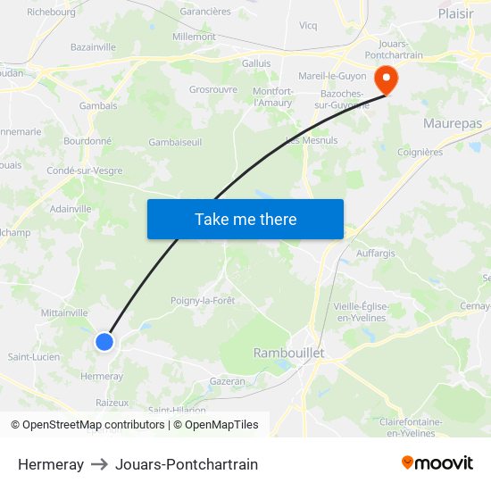 Hermeray to Jouars-Pontchartrain map