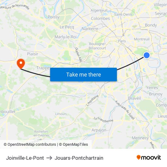 Joinville-Le-Pont to Jouars-Pontchartrain map