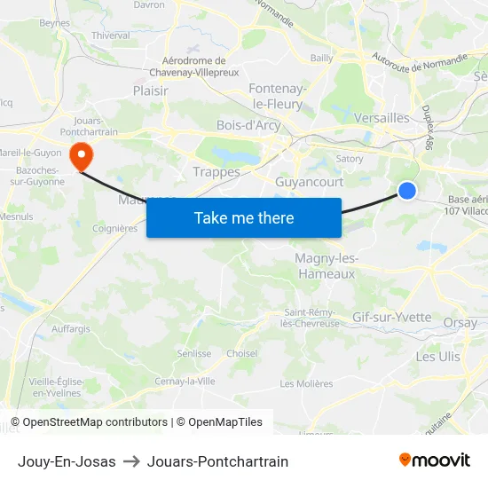 Jouy-En-Josas to Jouars-Pontchartrain map