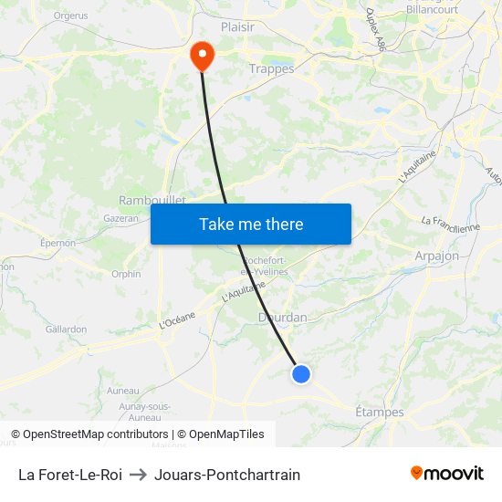 La Foret-Le-Roi to Jouars-Pontchartrain map