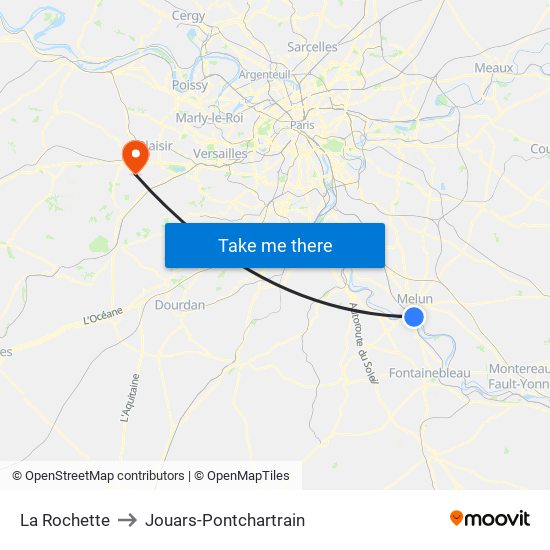La Rochette to Jouars-Pontchartrain map