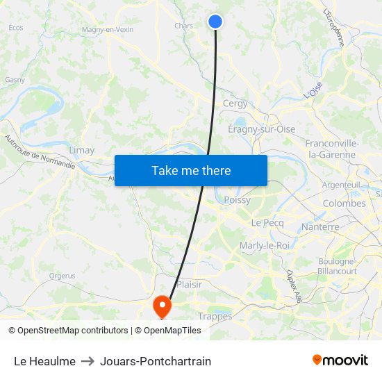 Le Heaulme to Jouars-Pontchartrain map
