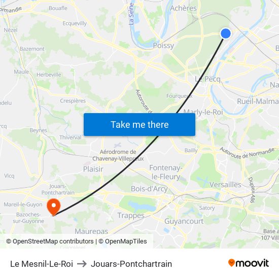 Le Mesnil-Le-Roi to Jouars-Pontchartrain map