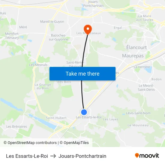 Les Essarts-Le-Roi to Jouars-Pontchartrain map