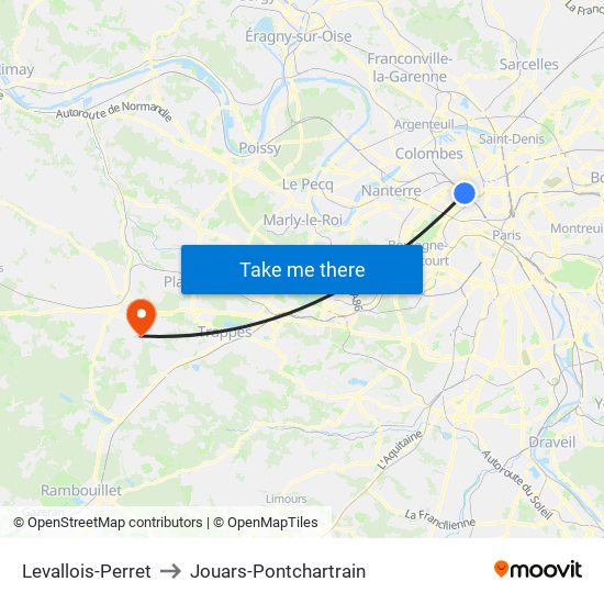 Levallois-Perret to Jouars-Pontchartrain map