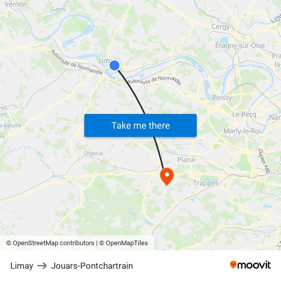 Limay to Jouars-Pontchartrain map