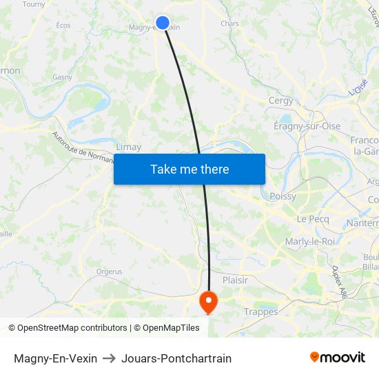 Magny-En-Vexin to Jouars-Pontchartrain map