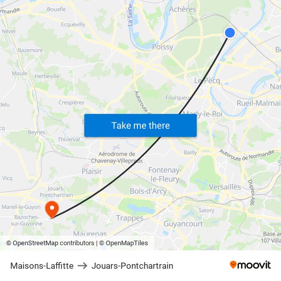 Maisons-Laffitte to Jouars-Pontchartrain map