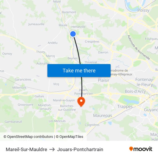 Mareil-Sur-Mauldre to Jouars-Pontchartrain map