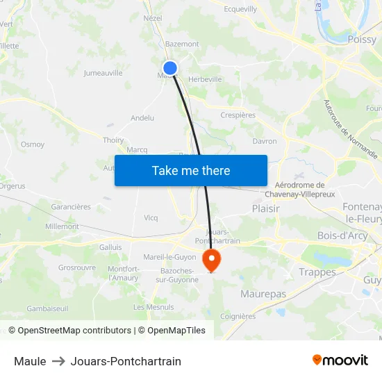 Maule to Jouars-Pontchartrain map