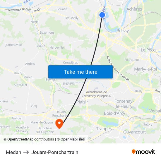 Medan to Jouars-Pontchartrain map