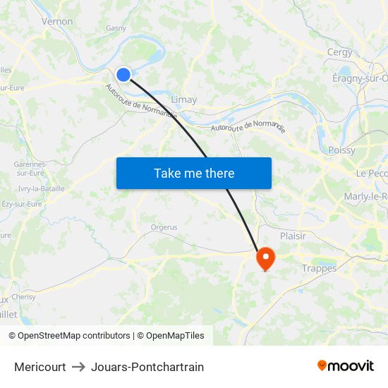 Mericourt to Jouars-Pontchartrain map