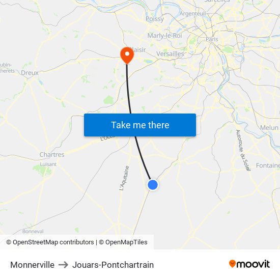 Monnerville to Jouars-Pontchartrain map