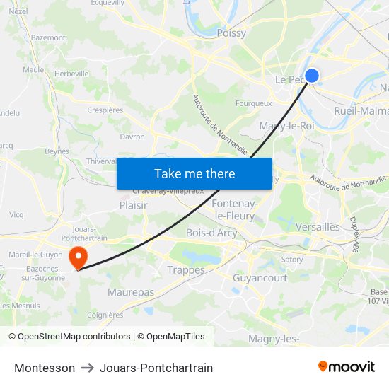 Montesson to Jouars-Pontchartrain map