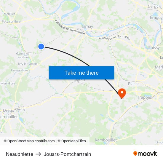 Neauphlette to Jouars-Pontchartrain map