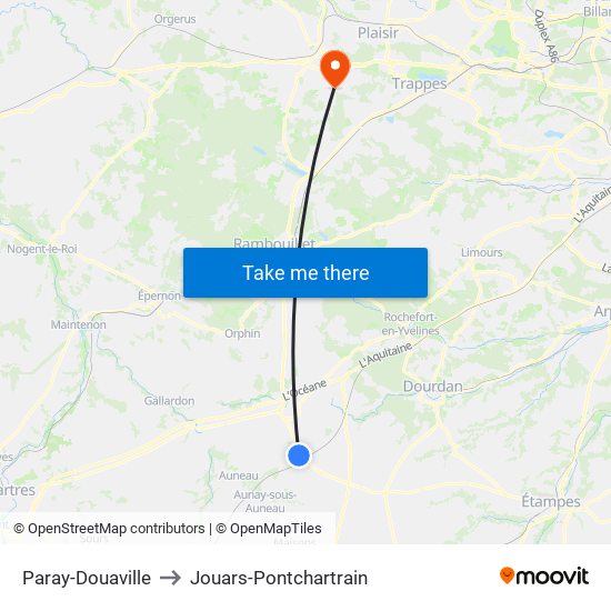 Paray-Douaville to Jouars-Pontchartrain map