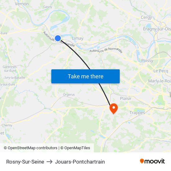 Rosny-Sur-Seine to Jouars-Pontchartrain map