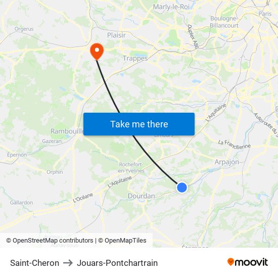 Saint-Cheron to Jouars-Pontchartrain map