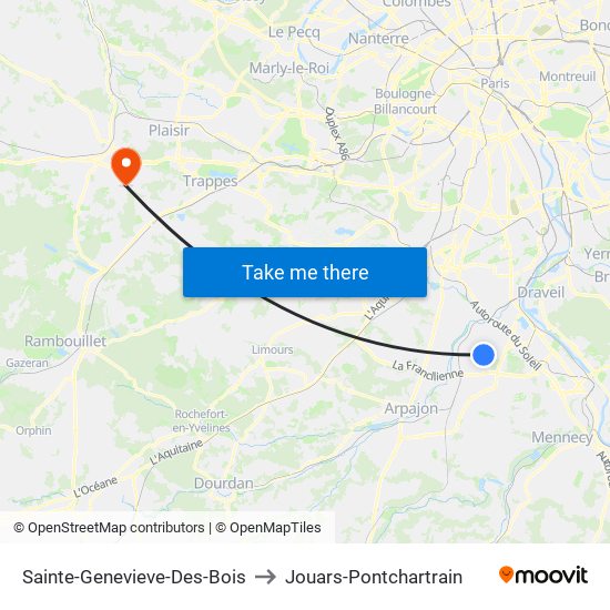 Sainte-Genevieve-Des-Bois to Jouars-Pontchartrain map
