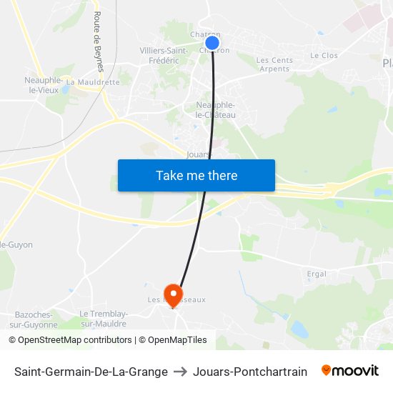 Saint-Germain-De-La-Grange to Jouars-Pontchartrain map