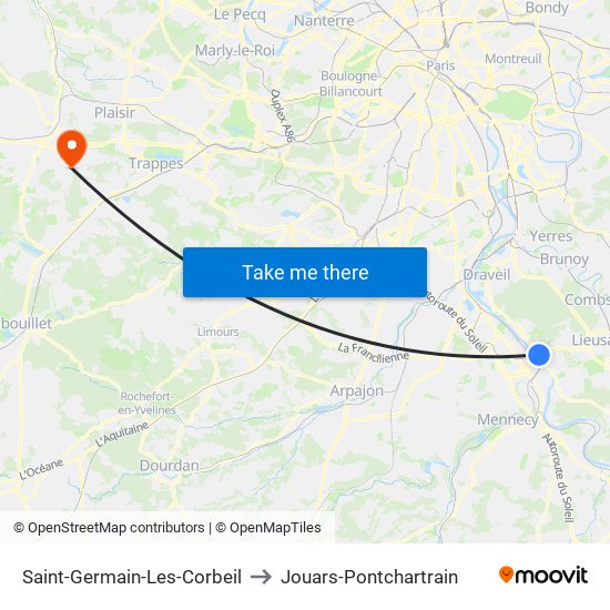 Saint-Germain-Les-Corbeil to Jouars-Pontchartrain map