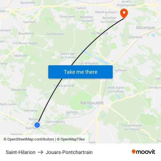 Saint-Hilarion to Jouars-Pontchartrain map